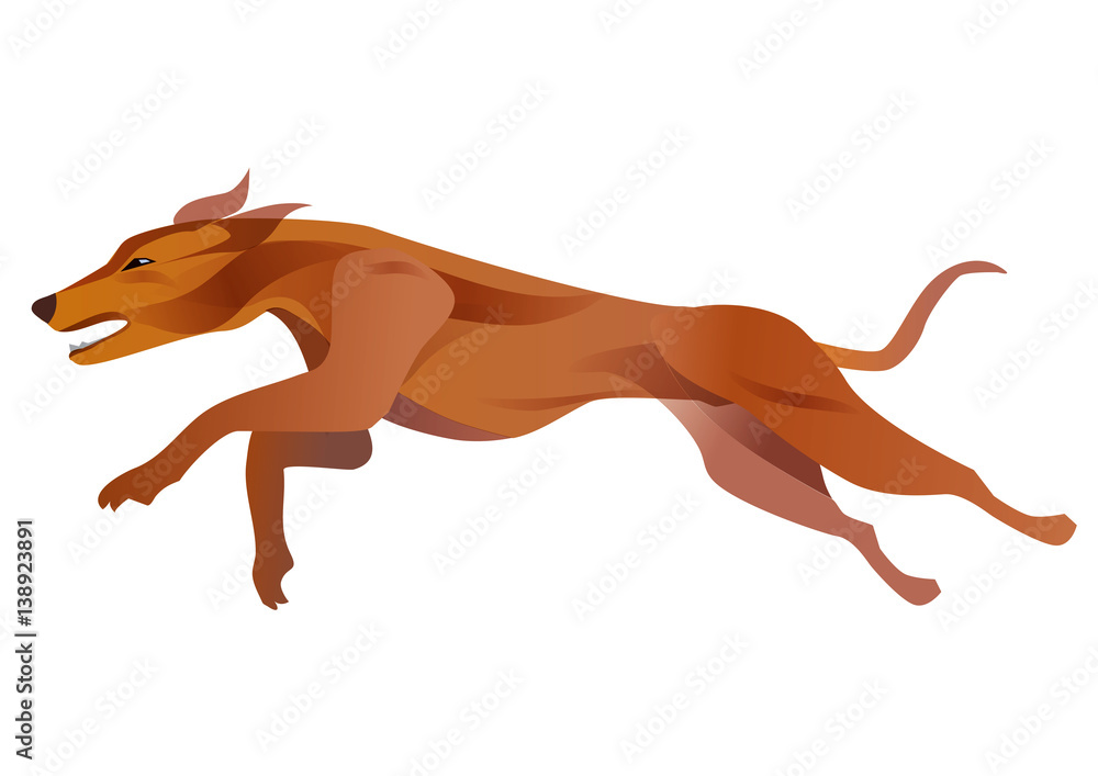 Running race dog.
Stylized illustration of a greyhound dog.Isolated white background. Vector available. Running race dog.
Stylized illustration of a greyhound dog.Isolated white background. Vector available.