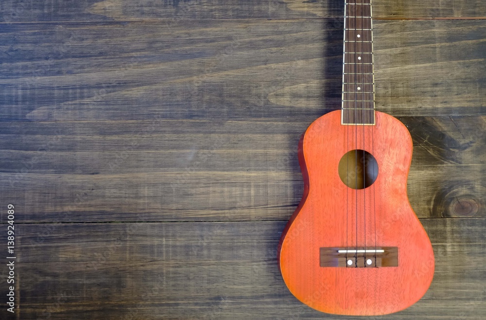 Fototapeta premium the guitar with wood background