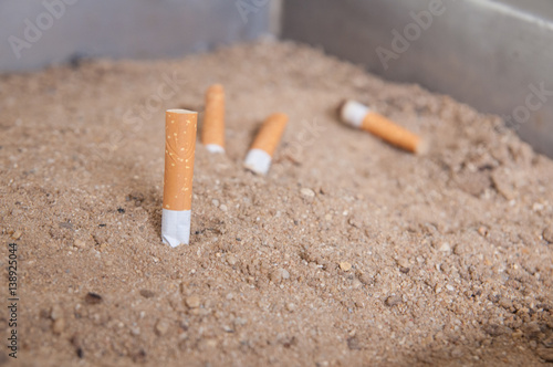 Cigarettes butt on sand tray, World No Tobacco Day 31 Mays