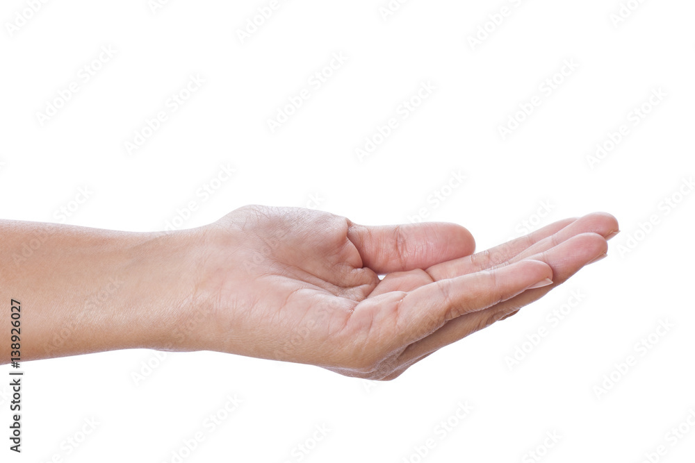 human hand held up. Isolated on white background human hand held up. Isolated on white background