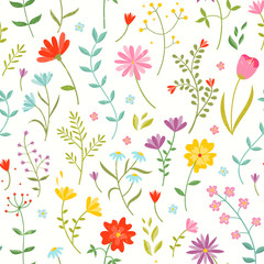 Stickers Bloemenmotief patronen Schattig patroon met lentebloemen  © evdakovka