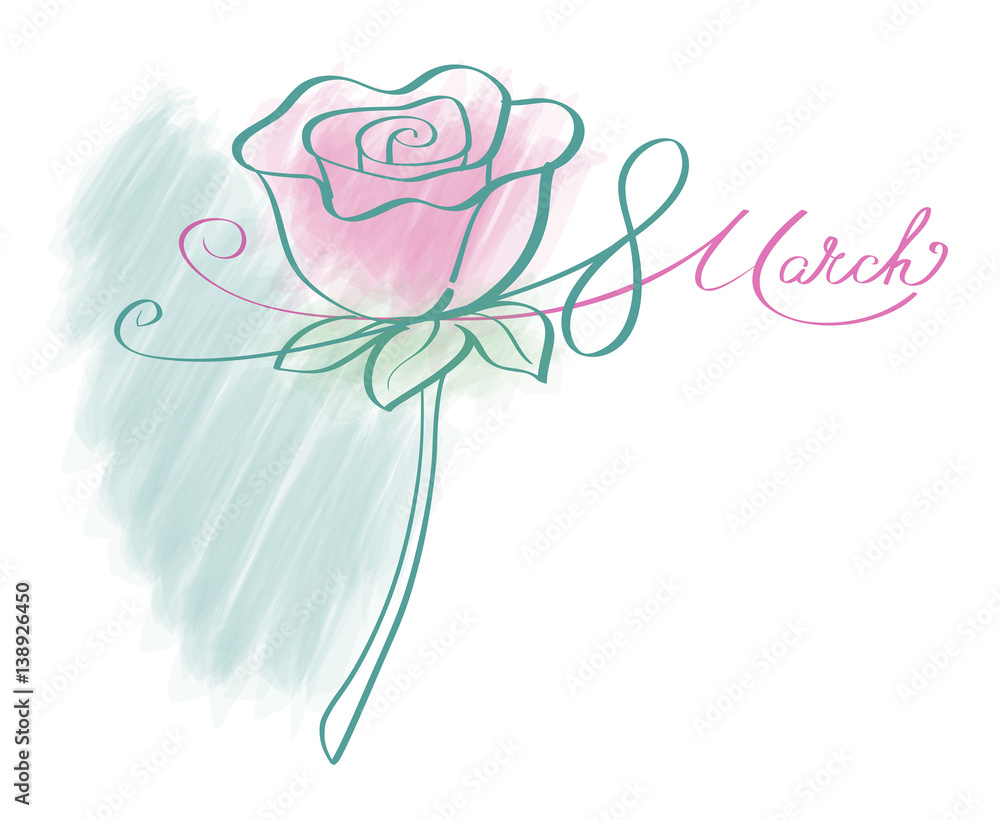 8 March Women's day greeting card calligraphy