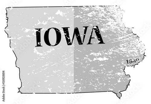 Iowa State and Date Map Grunged