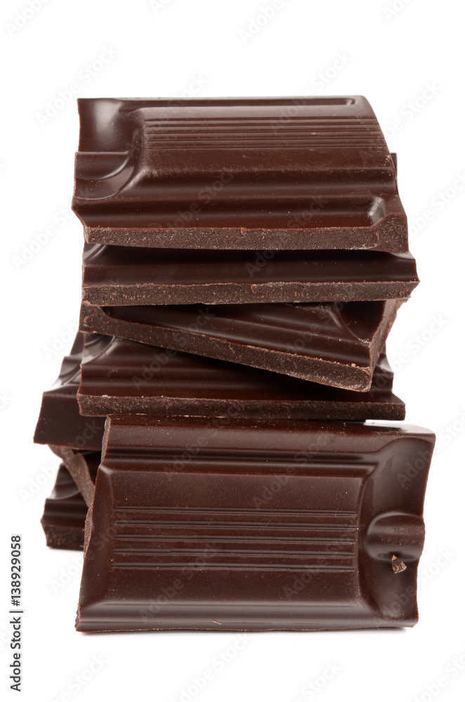 Dark chocolate on a white background Dark chocolate on a white background