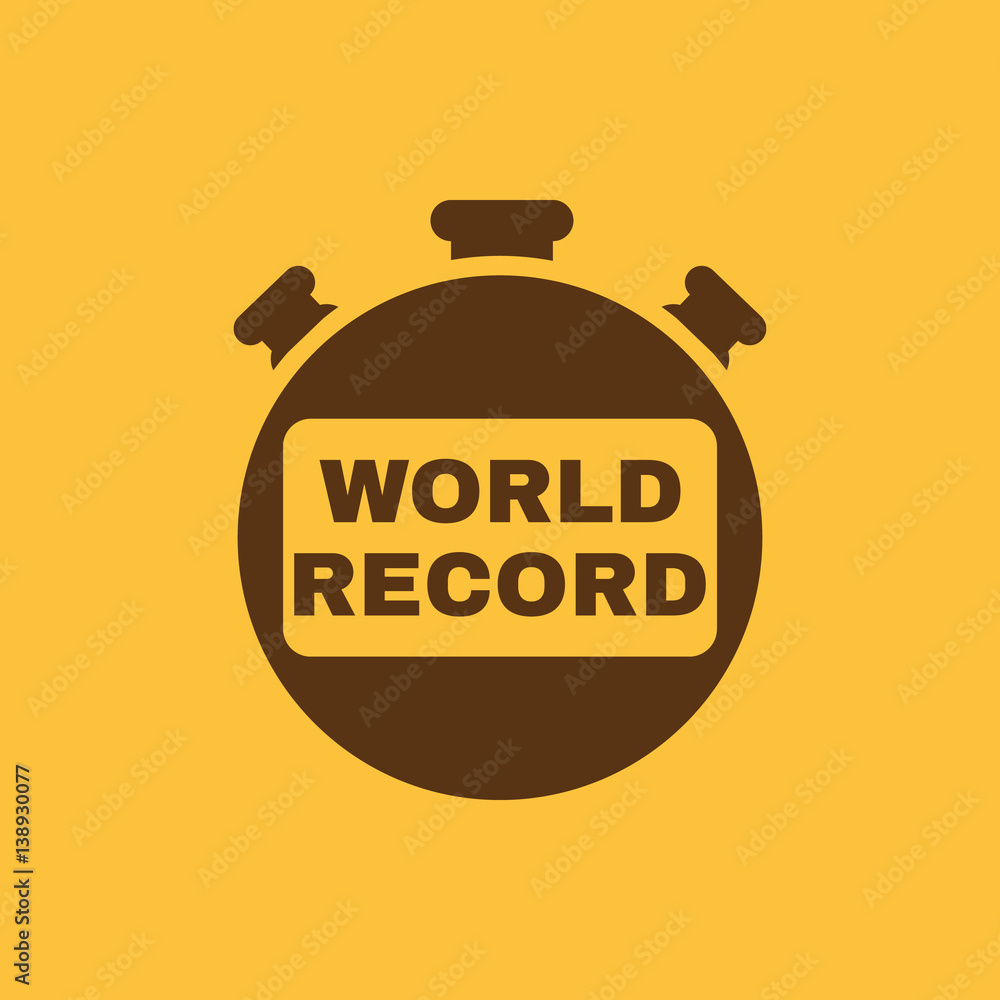 Stopwatch with the word world record icon. symbol. Flat design. Stock - Vector illustration Stopwatch with the word world record icon. symbol. Flat design. Stock - Vector illustration
