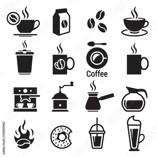 Coffee icons set photo