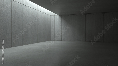 Empty concrete room, 3 d render