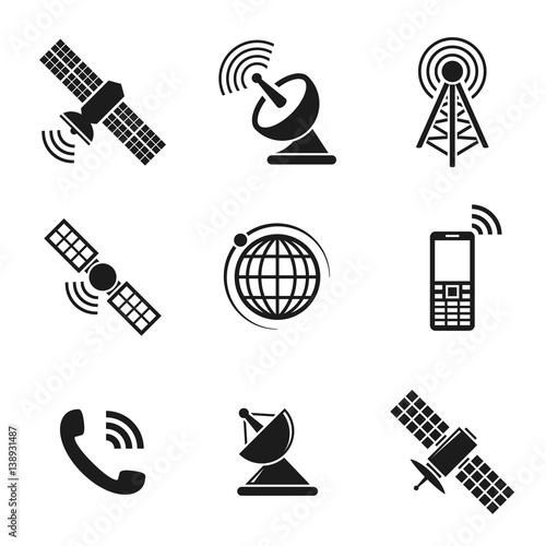 Satellite icons set