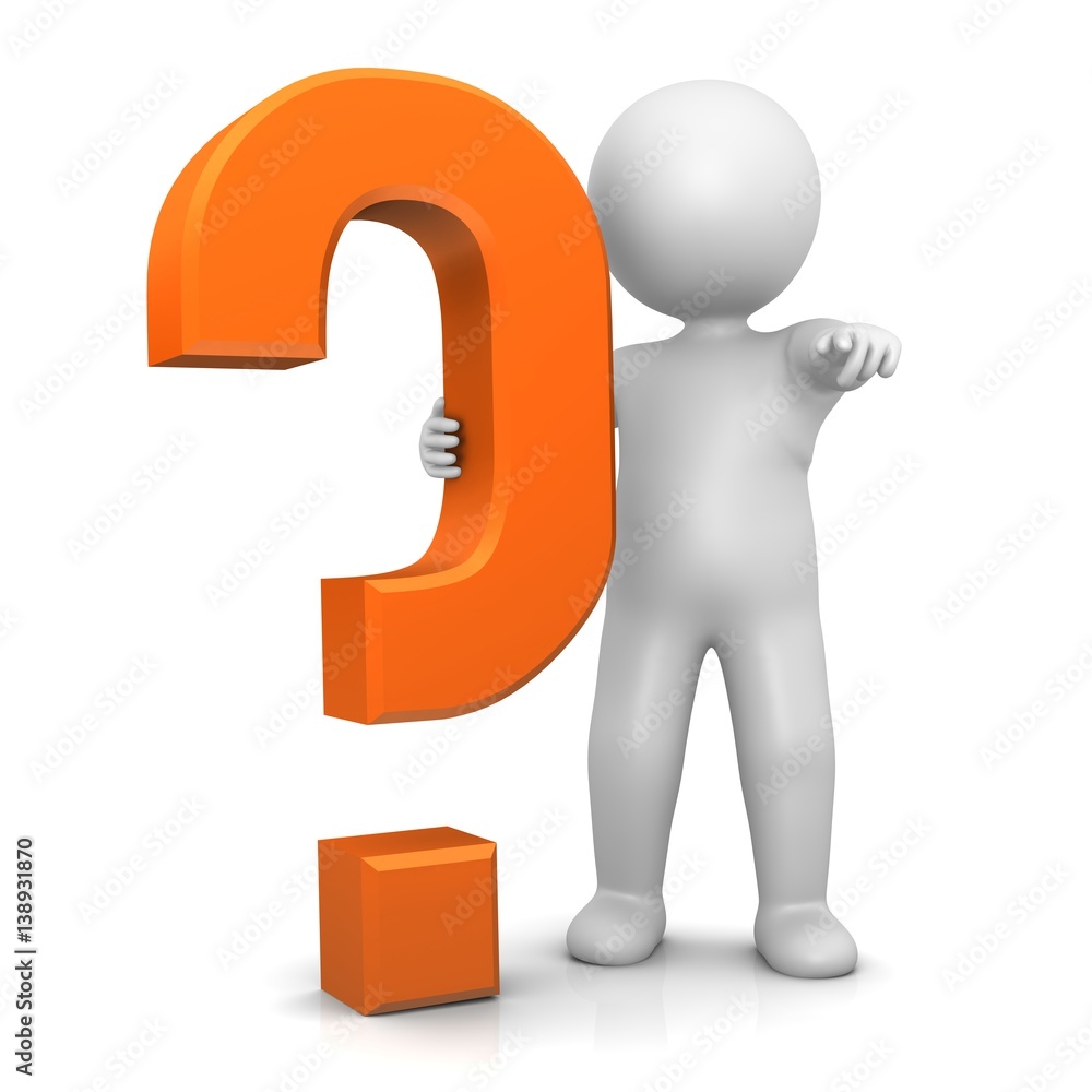 question stickman mark 3d orange isolated business symbol question stickman mark 3d orange isolated business symbol