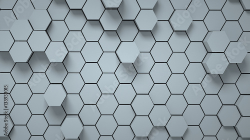 Abstract gray hexagonal background, 3 d render