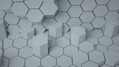 Abstract gray hexagonal background  3 d render