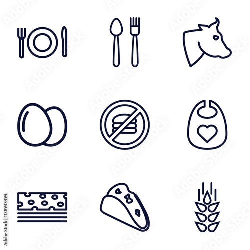 Set of 9 eat outline icons
