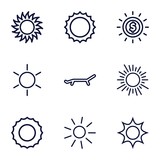 Set of 9 sunshine outline icons