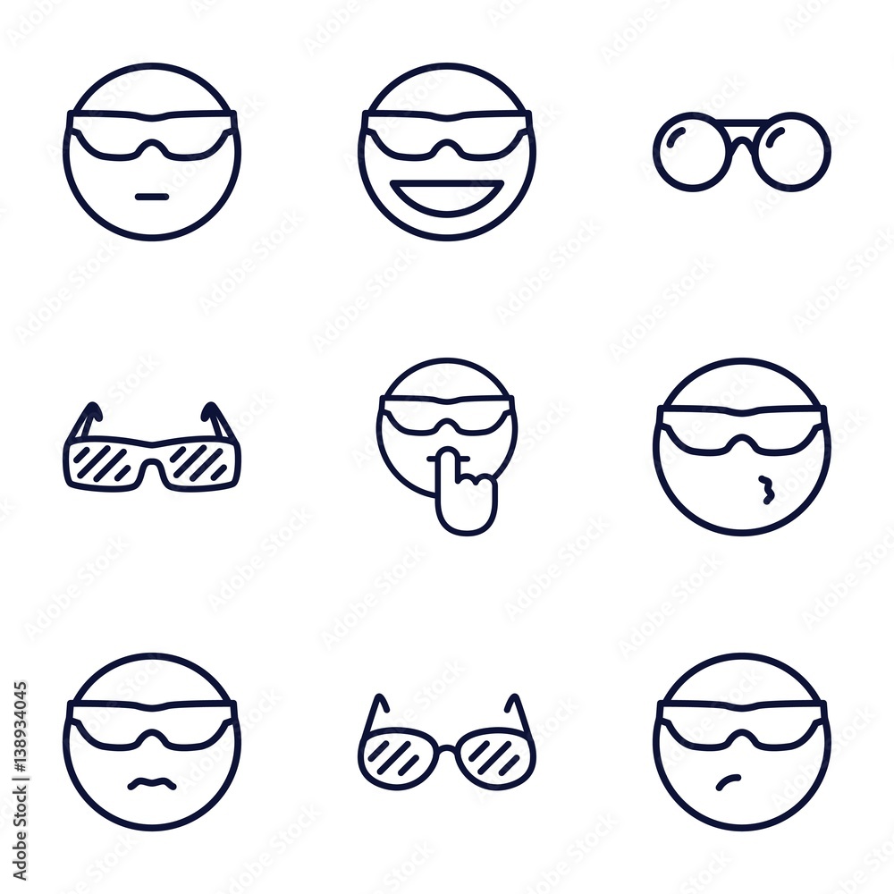 Set of 9 sunglasses outline icons