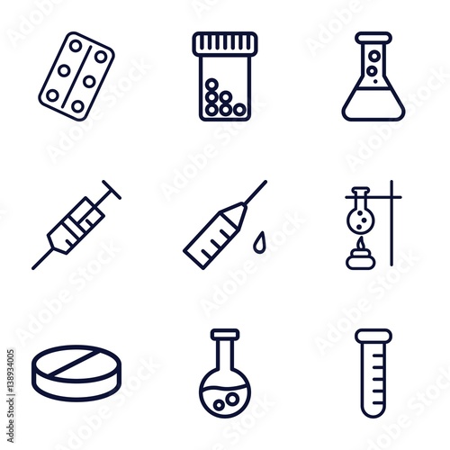 Set of 9 drug outline icons
