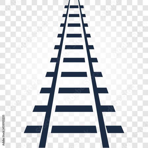 Isolated rails, railway top view, ladder elements vector illustrations on checkered gradient background