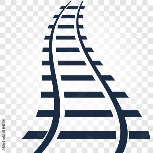 Isolated rails, railway top view, ladder elements vector illustrations on checkered gradient background