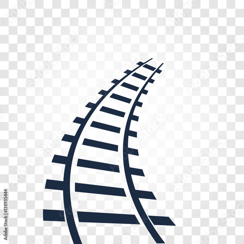 Isolated rails, railway top view, ladder elements vector illustrations on checkered gradient background