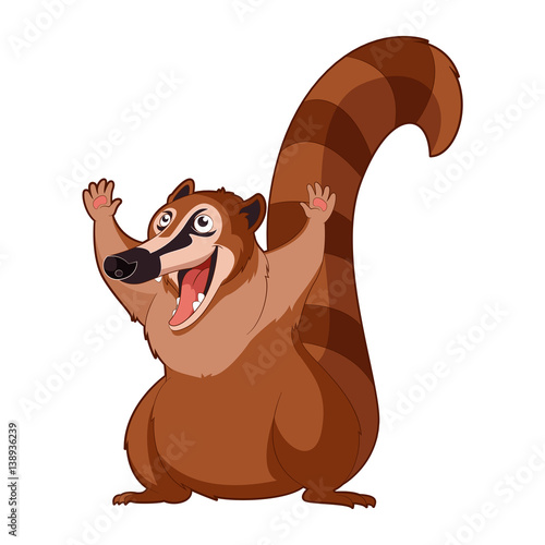 Cartoon smiling Coati