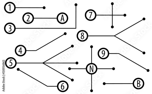 Schematic pointers. Extension lines to indicate the details of the drawings and diagrams. The elements of graphic design.