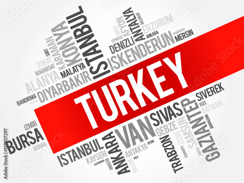 List of cities in Turkey word cloud collage, business and travel concept background photo