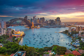 Fotobehang Australië Stadsgezicht Sydney met Harbour Bridge  © rudi1976