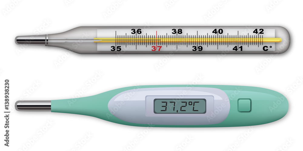 Vecteur Stock Thermomètre - médical - température - maladie - fièvre -  médecin