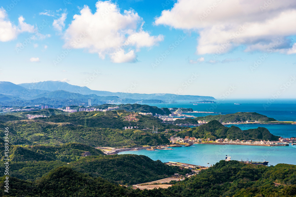 View of Jiufen hills and sea