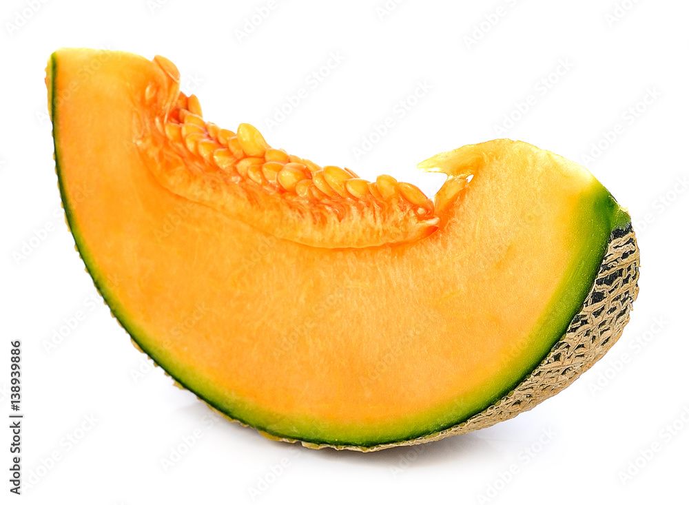 cantaloupe melon slices isolated on white background cantaloupe melon slices isolated on white background