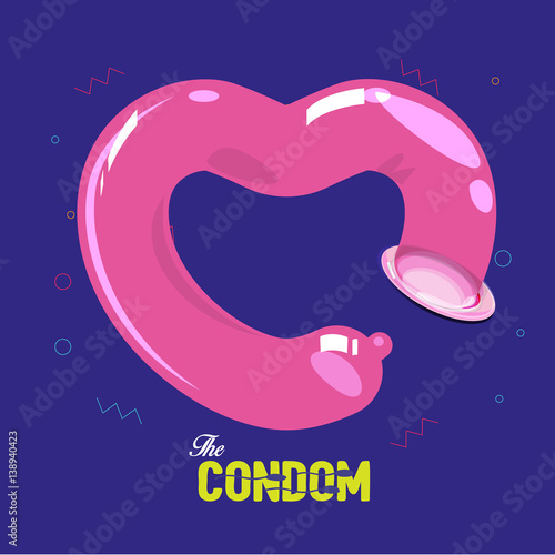 Fototapeta Naklejka Na Ścianę i Meble -  Condom in shape of heart - vector