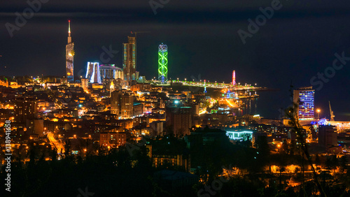 Batumi  Georgia. Aerial view of city center at night