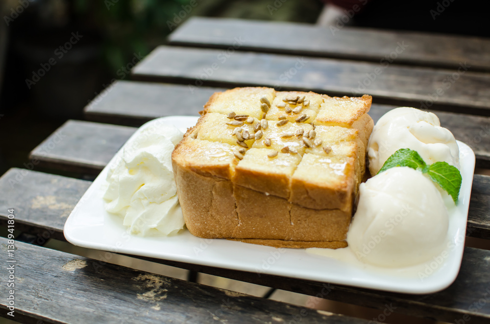 French Toast on the Wood Background.French Toast is a Most Favorite Dessert .