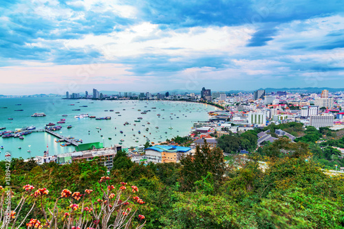 View of Pattaya city in the evening photo