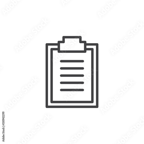 Clipboard line icon, outline vector sign, linear style pictogram isolated on white. Symbol, logo illustration. Editable stroke. Pixel perfect © alekseyvanin