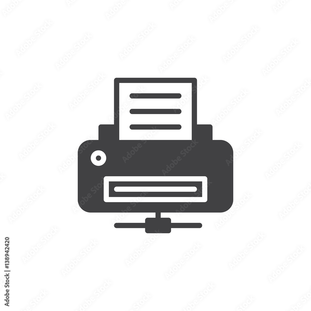 Network printer icon vector, filled flat sign, solid pictogram isolated on white. Symbol, logo illustration. Pixel perfect Network printer icon vector, filled flat sign, solid pictogram isolated on white. Symbol, logo illustration. Pixel perfect