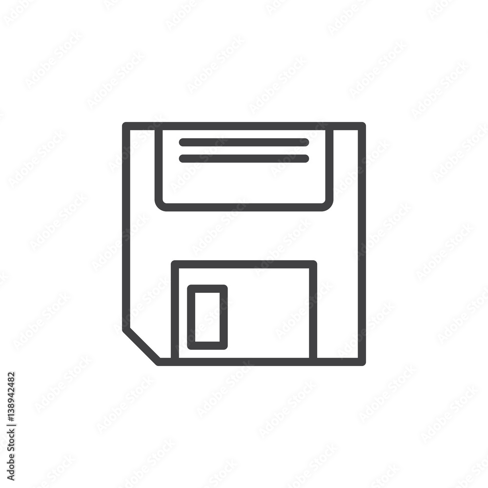 Floppy disk line icon, outline vector sign, linear style pictogram isolated on white. Save symbol, logo illustration. Editable stroke. Pixel perfect Floppy disk line icon, outline vector sign, linear style pictogram isolated on white. Save symbol, logo illustration. Editable stroke. Pixel perfect