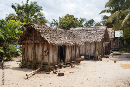 African malagasy huts in Maroantsetra region, Madagascar