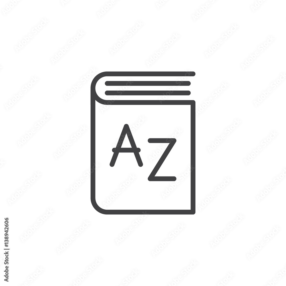 Dictionary line icon, outline vector sign, linear style pictogram Dictionary line icon, outline vector sign, linear style pictogram