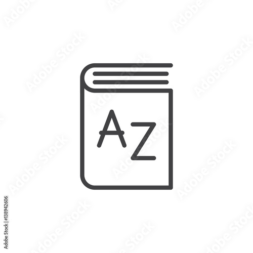 Dictionary line icon, outline vector sign, linear style pictogram isolated on white. Symbol, logo illustration. Editable stroke. Pixel perfect