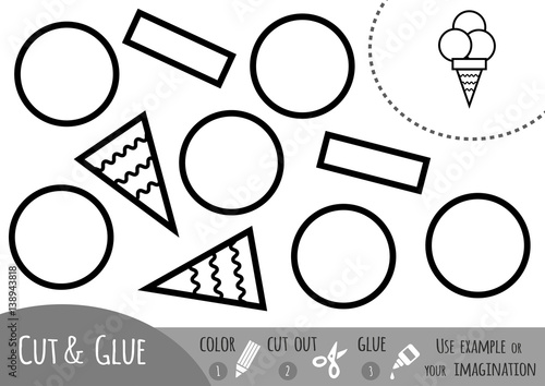 Education paper game for children, ice cream