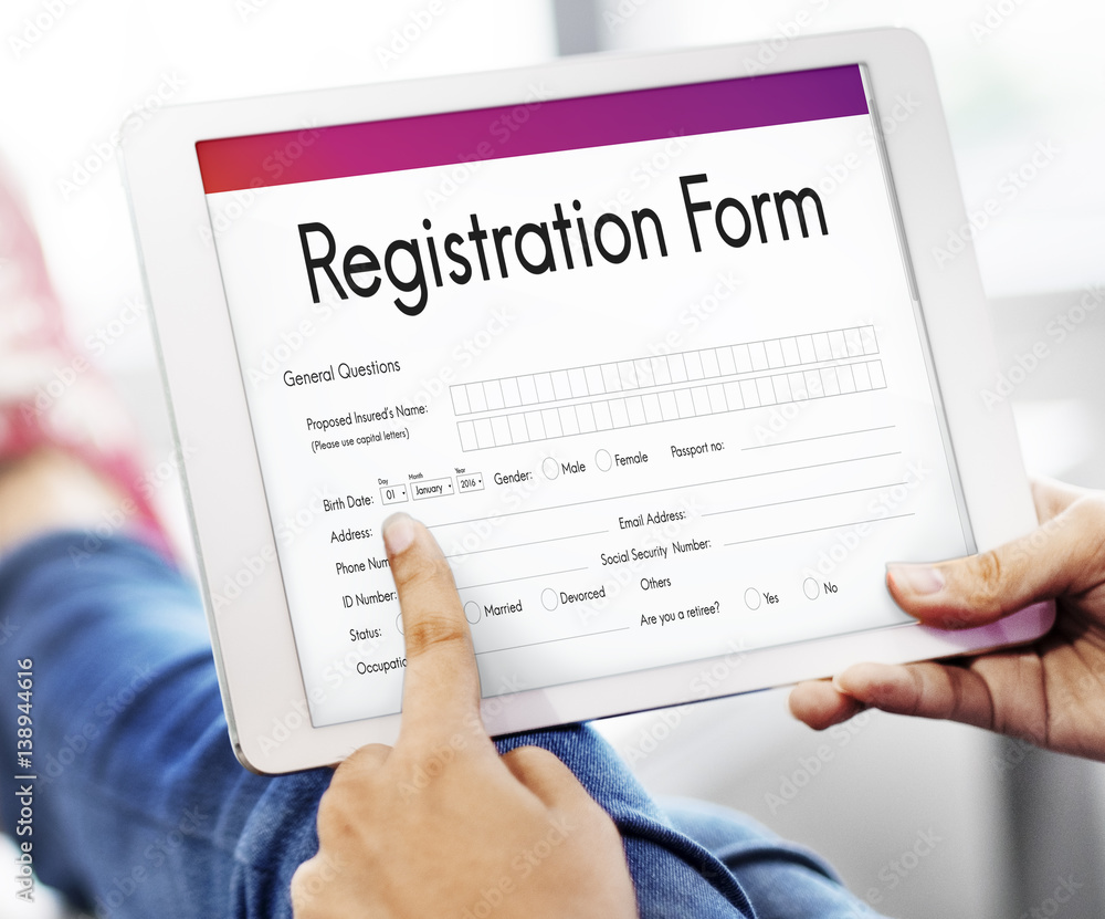 Registration Application Paper Form Concept Registration Application Paper Form Concept