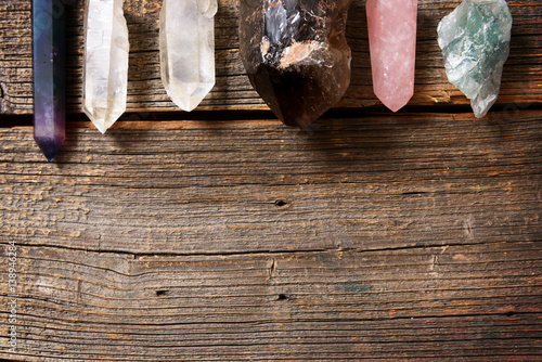 Canvas Print Multiple semi precious gemstones on board