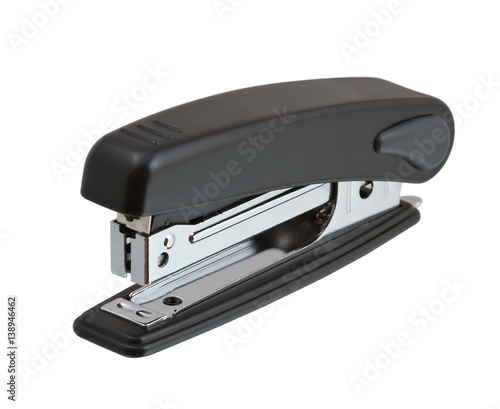 Black stapler, isolated on white