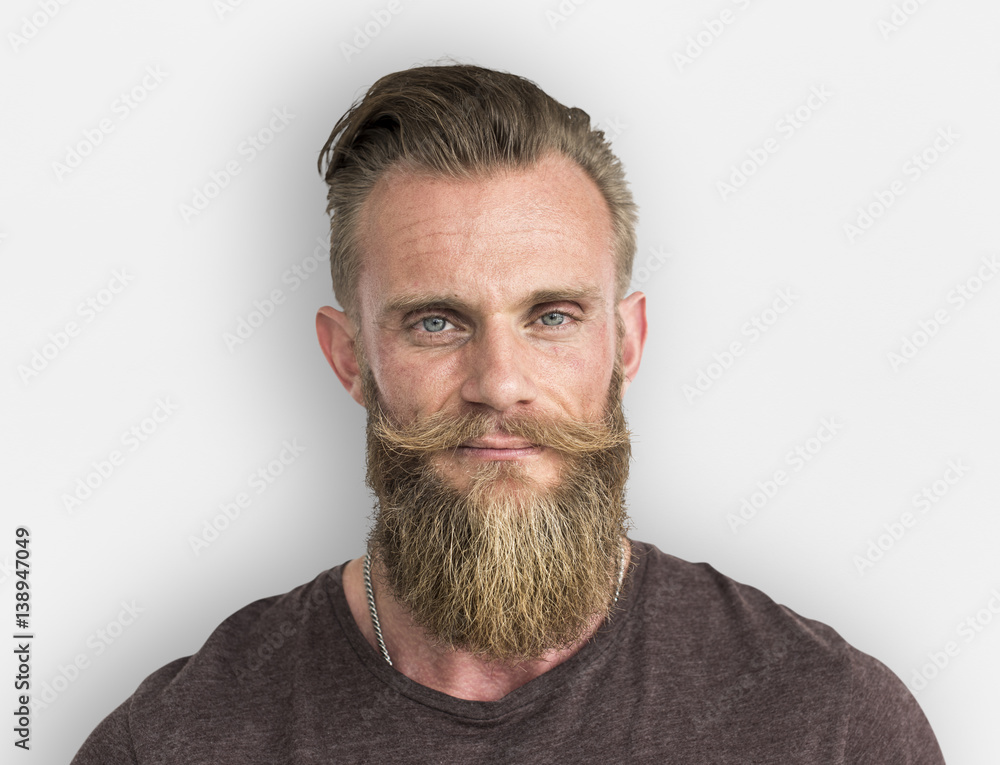 Fototapeta premium Bearded Hipster Man Smiling Portrait