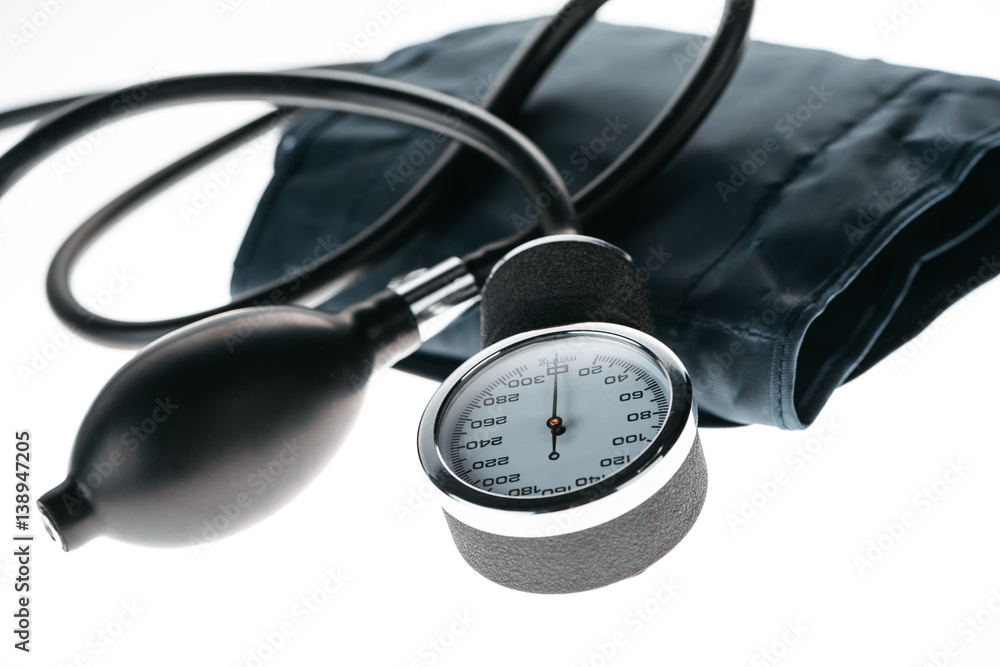 close up view of medical tonograph for measuring pressure on white close up view of medical tonograph for measuring pressure on white
