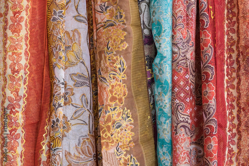 Local fabric is sold along the street, Thailand. Local fabric is sold along the street, Thailand.