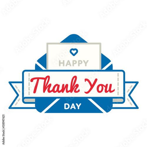 Happy Thank You Day emblem isolated vector illustration on white background. 11 january world social holiday event label, greeting card decoration graphic element