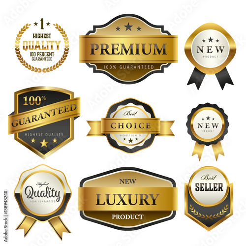 Luxury premium golden labels collection,vector illustration photo