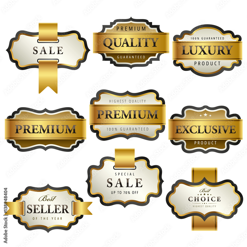 Luxury premium golden labels collection,vector illustration