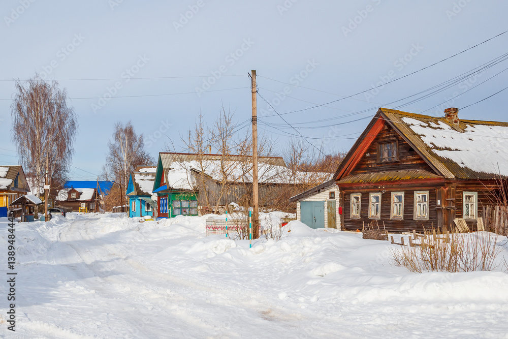 Зимняя улица в селе Николо-Погост Нижегородской области